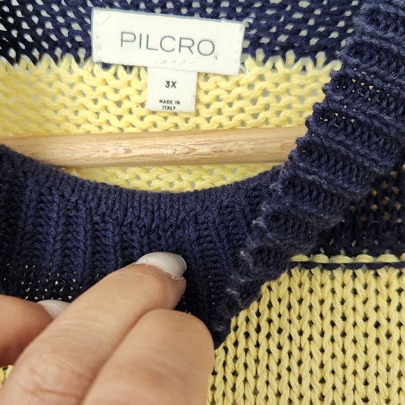 Anthropologie Pilcro Crewneck Sweater in Yellow and Navy Stripes - Picture 3 of 3
